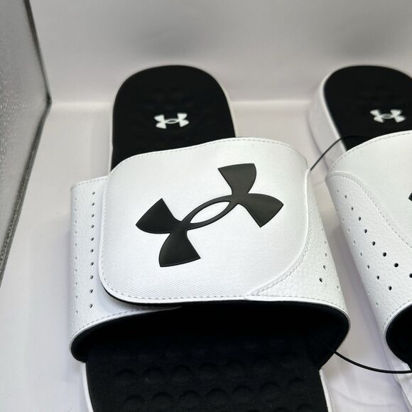 Under Armour Ignite Pro Slide Sandals Black White Men’s 17 UA Comfort NWT
